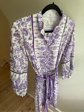 Sue Sartor Purple & White Floral Dress size M